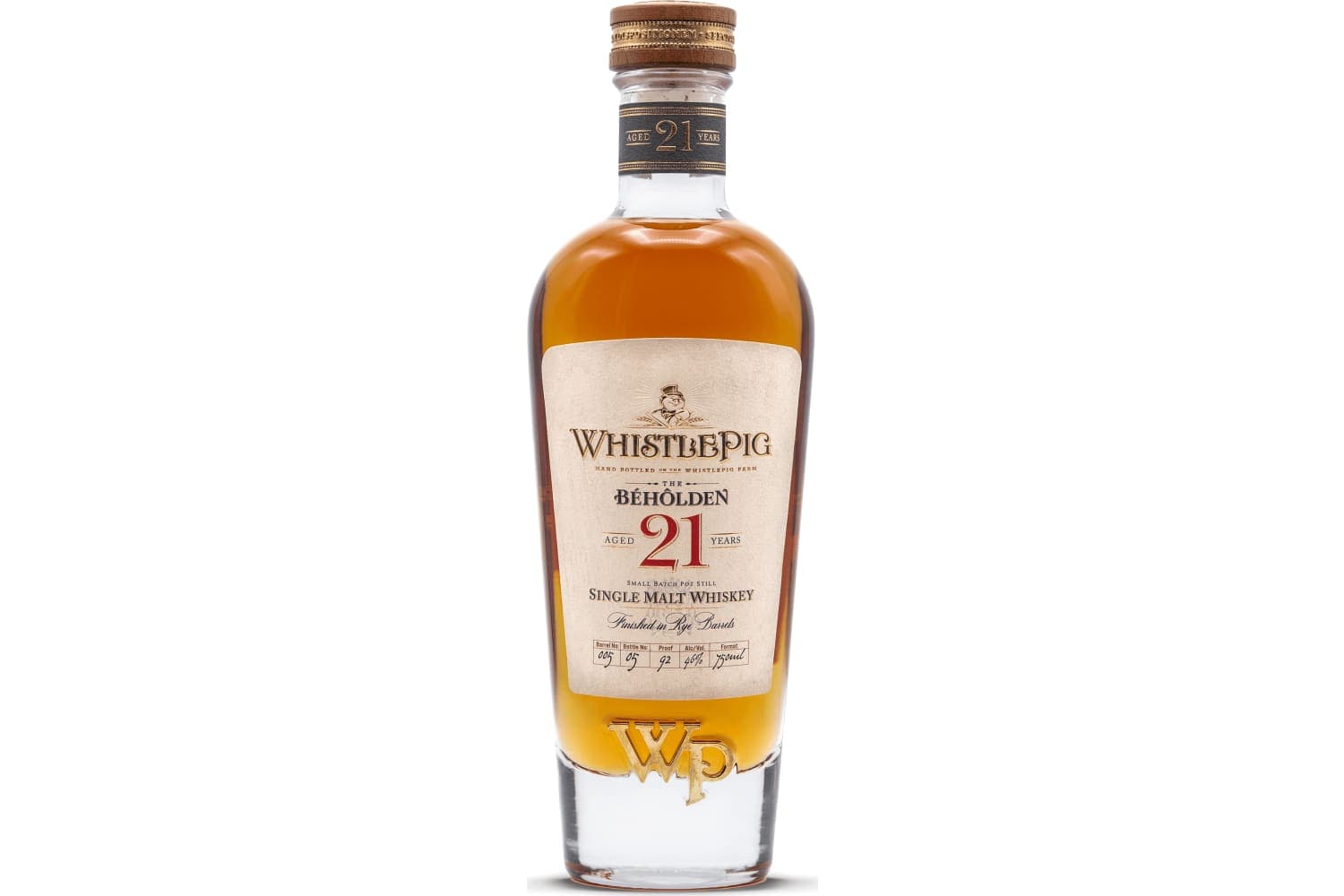 WhistlePig 21 Years Old Beholden Single Malt Whiskey 750mL Bottle