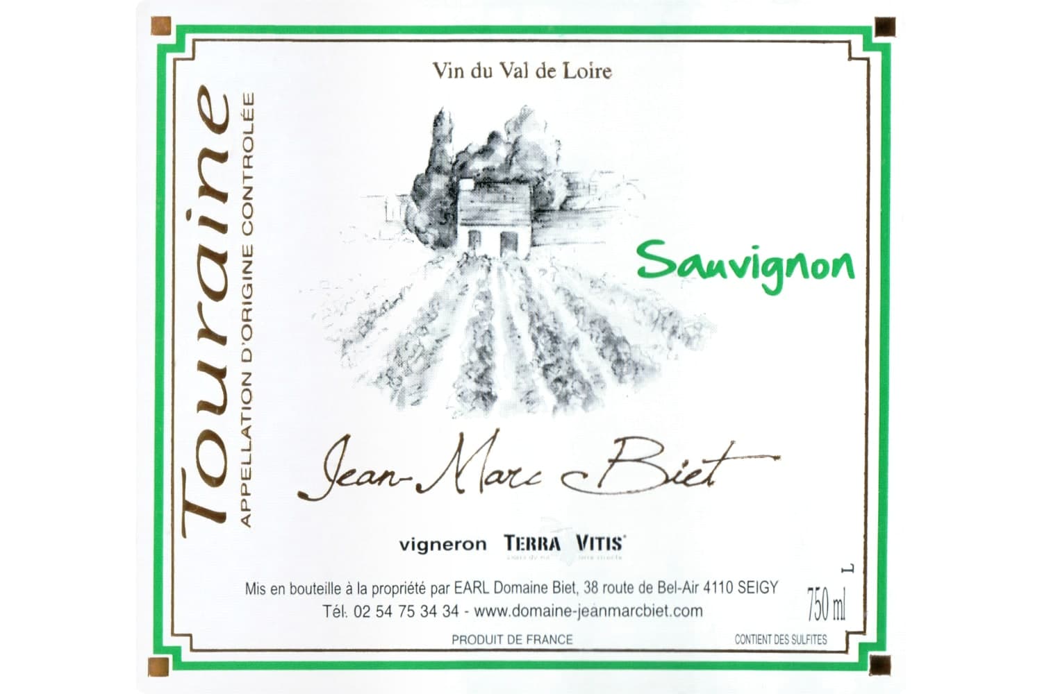Jean-Marc Biet Touraine Sauvignon 2022 750mL Bottle