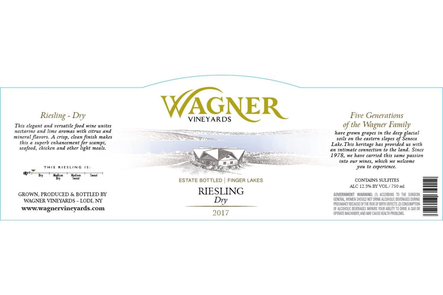 Wagner Vineyards Dry Riesling 2021 750mL Bottle