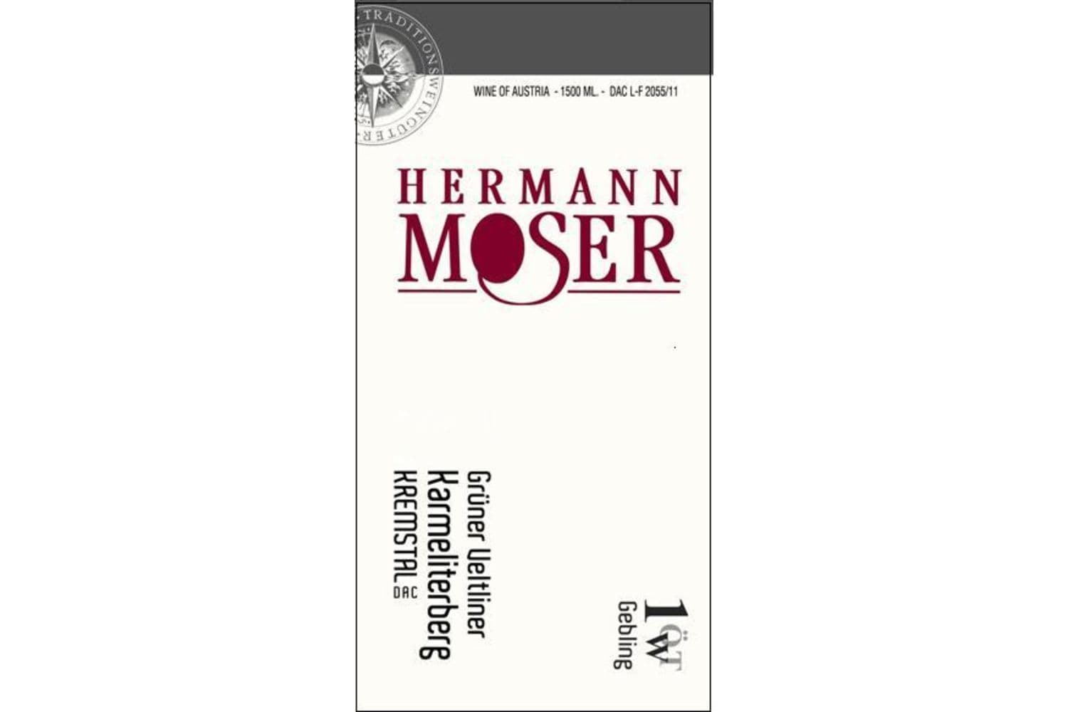 Hermann Moser Gruner Veltliner Karmeliterberg 2021 750mL Bottle