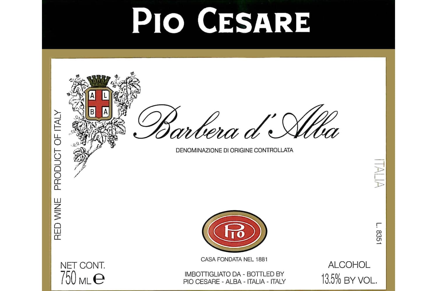 Pio Cesare Barbera d'Alba 2023 750mL Bottle