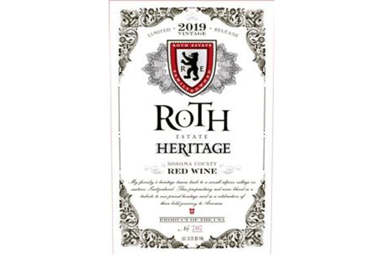 Roth Estate Heritage Red 2019 750mL Bottle