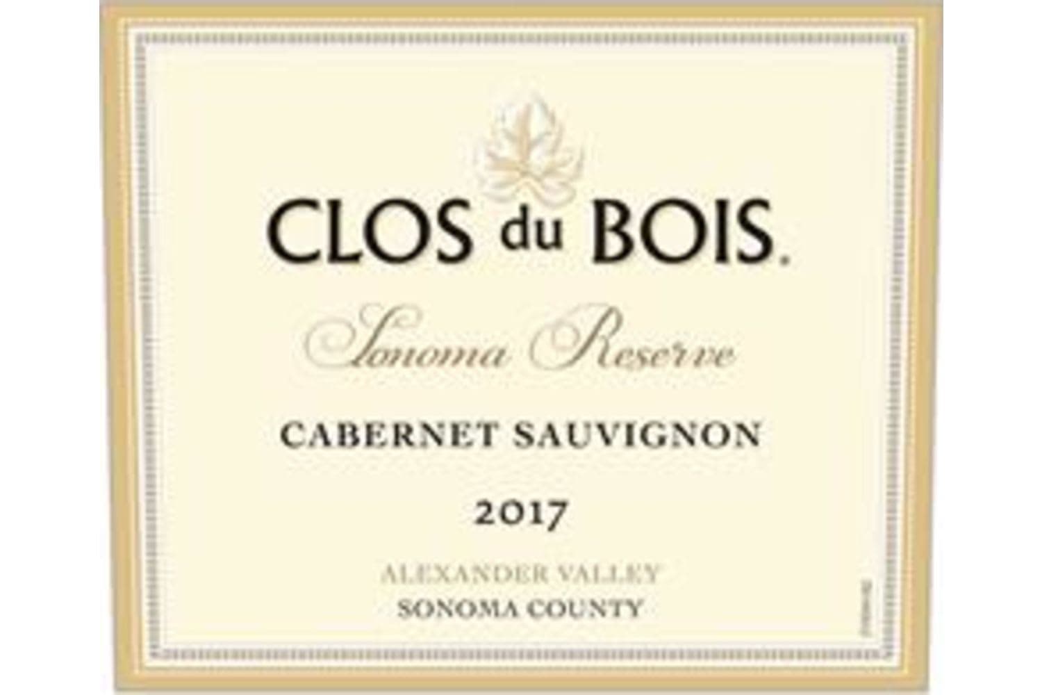 Clos du Bois Cabernet Sauvignon Sonoma Reserve Alexander Valley 2018 750mL Bottle
