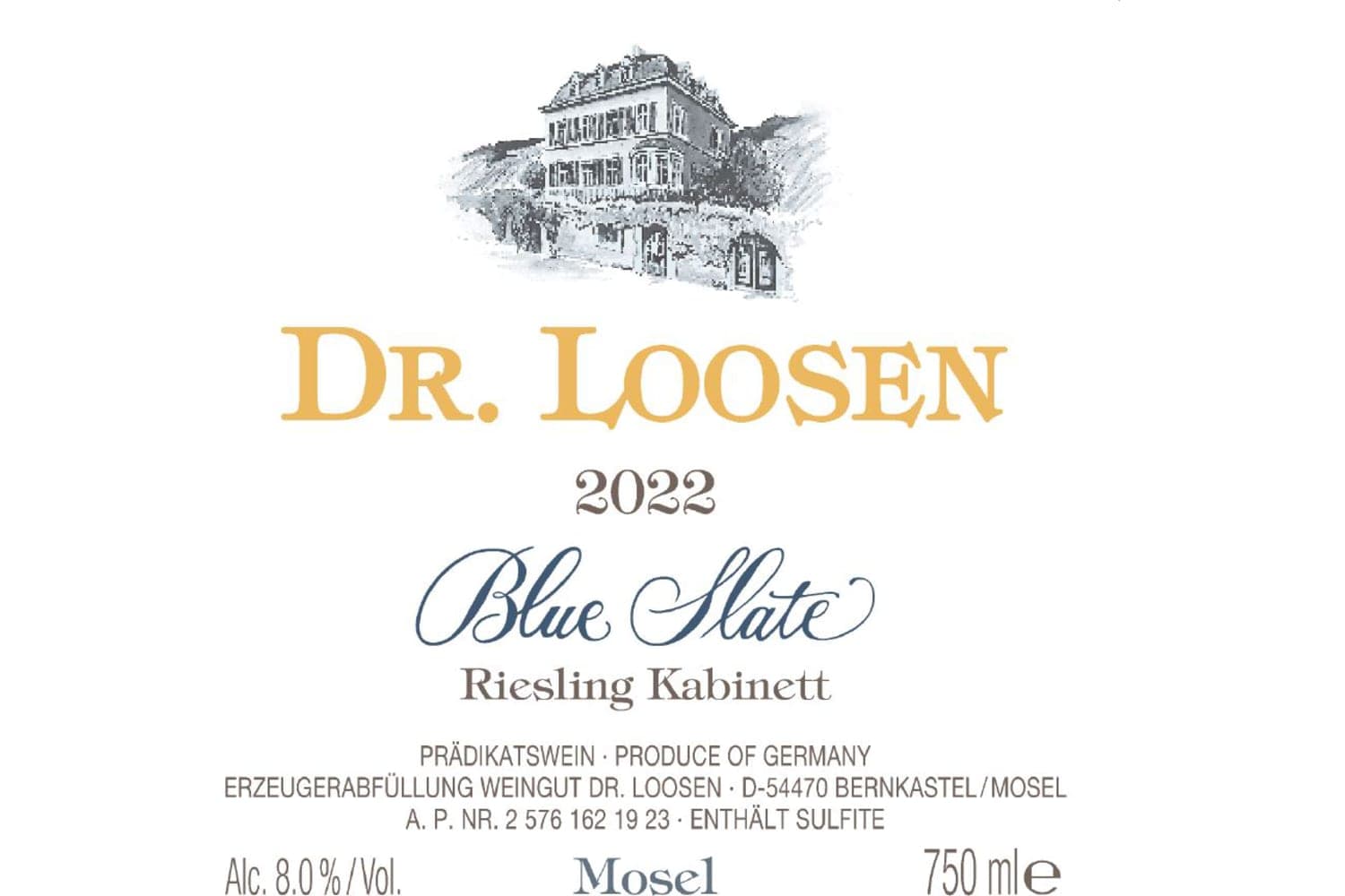 Dr. Loosen Mosel Riesling Blue Slate Kabinett 2023 750mL Bottle