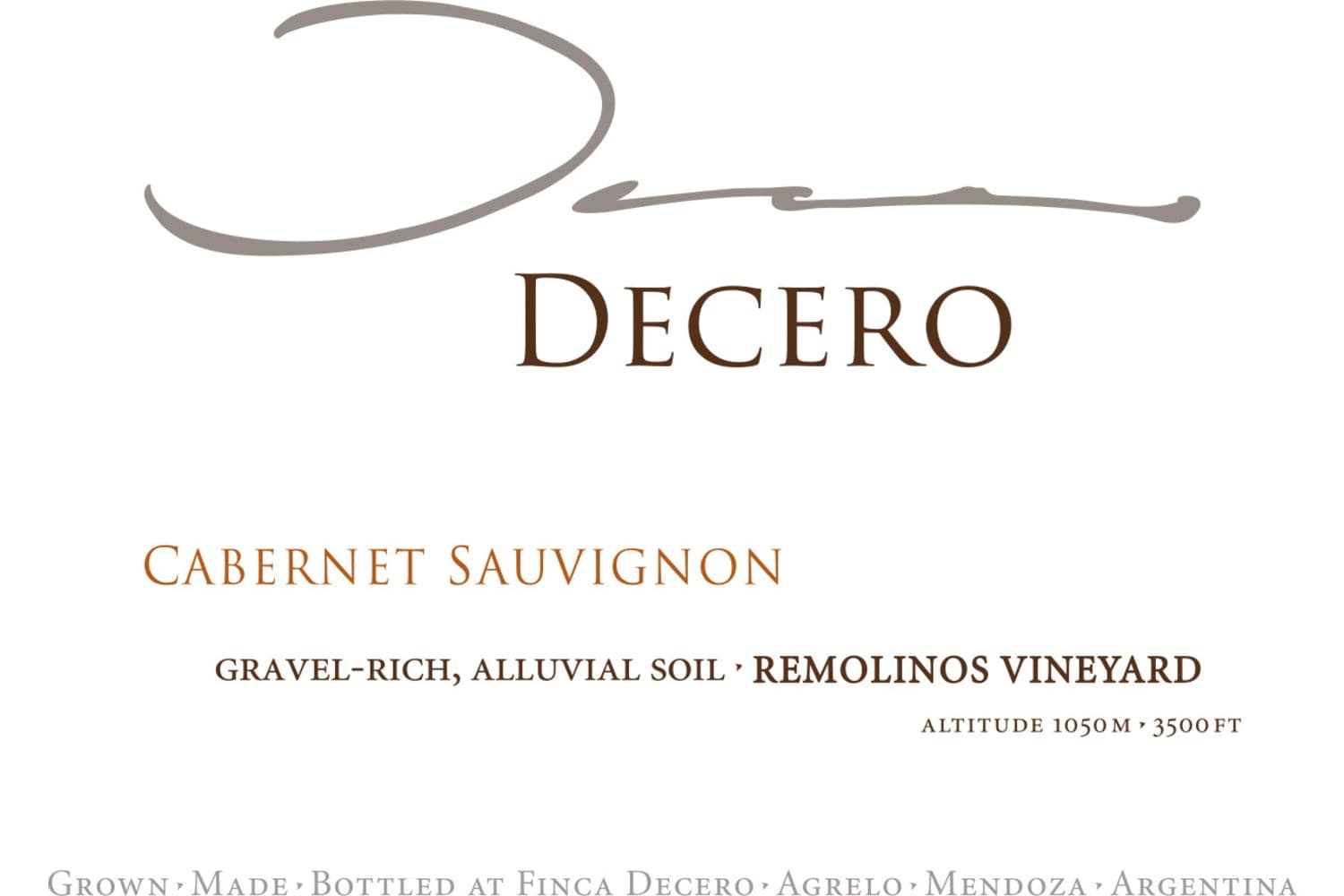 Finca Decero Remolinos Vineyard Cabernet Sauvignon 2018 750mL Bottle