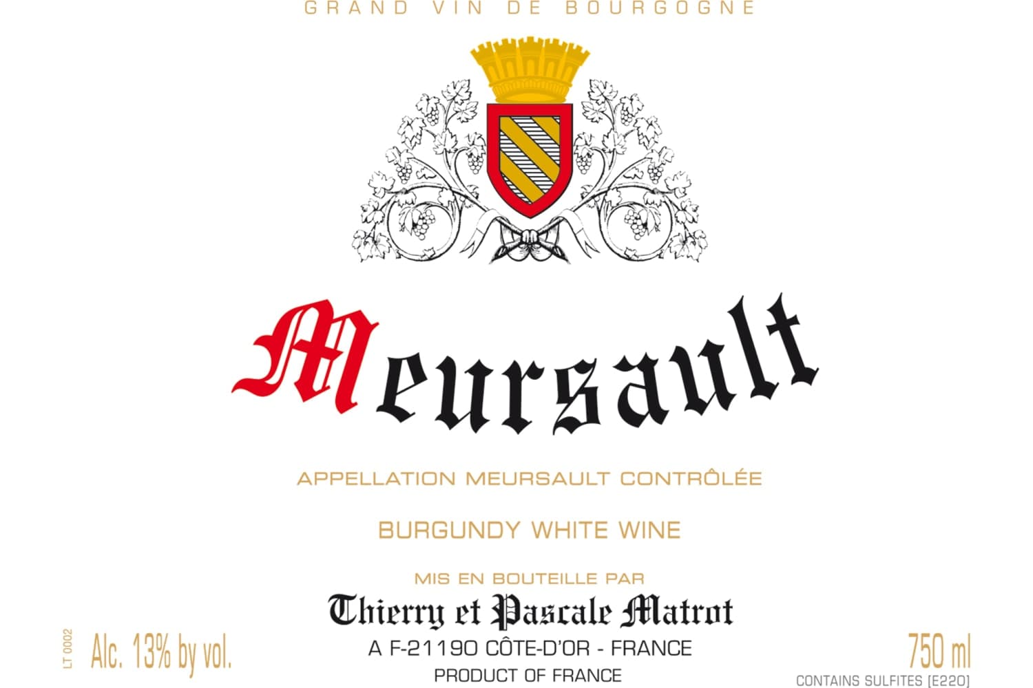 Thierry et Pascale Matrot Meursault 2023 750mL Bottle
