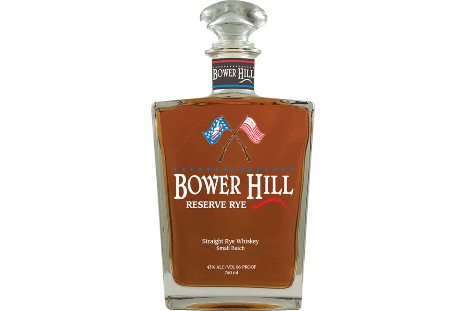 Bower Hill Reserve Rye Small Batch Straight Rye Whiskey 86 Proof 750mL Bottle