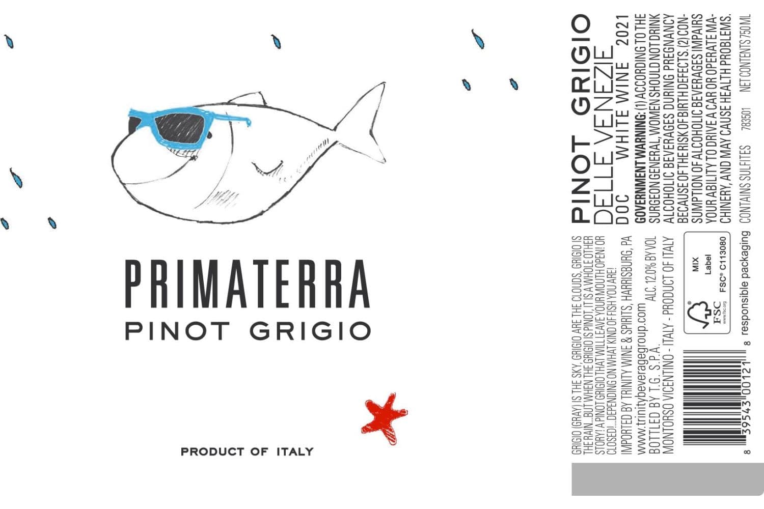 Primaterra Pinot Grigio 2021 750mL Bottle