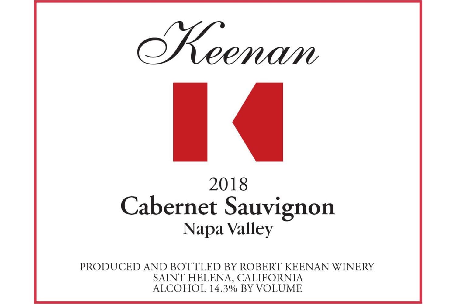 Keenan Napa Valley Cabernet Sauvignon 2018 750mL Bottle