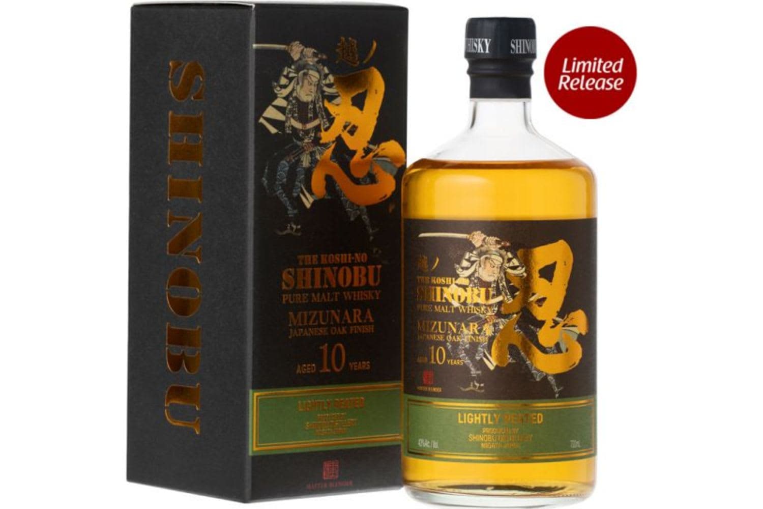 The Shinobu 10 Years Old Lightly Peated Mizunara Oak Finish Pure Malt Whisky 750mL Bottle