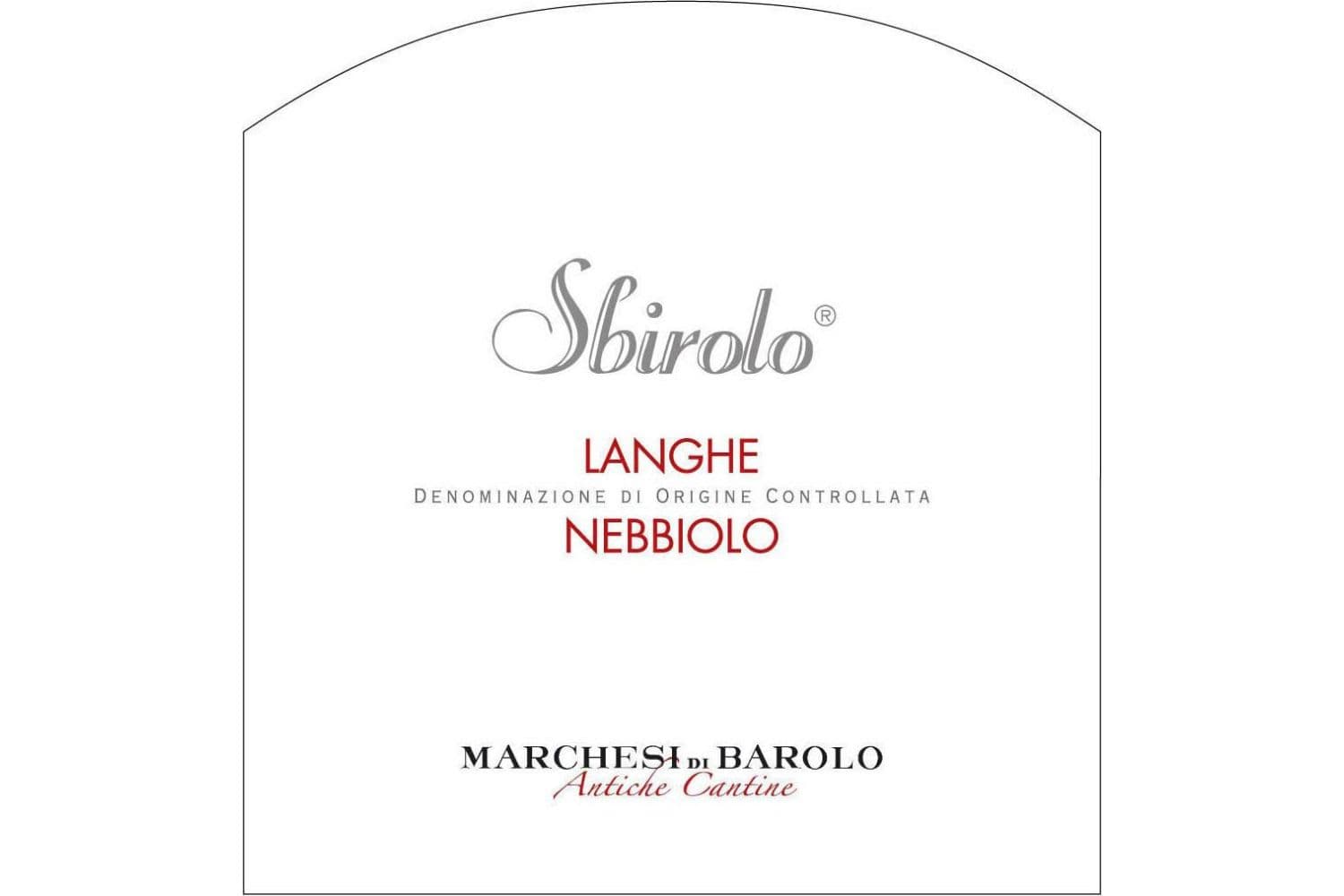 Marchesi di Barolo Langhe Nebbiolo Sbirolo 2022 750mL Bottle