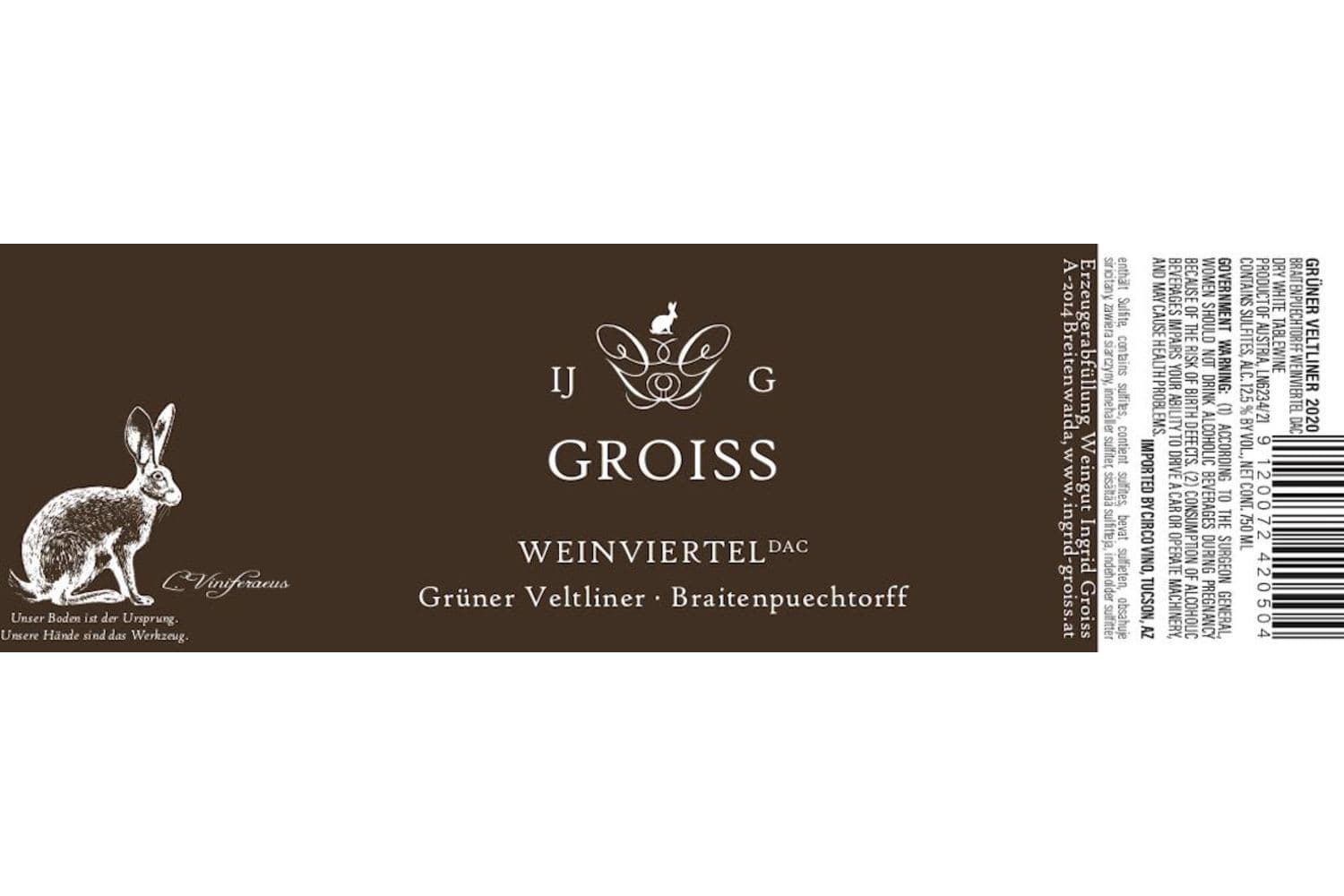 Ingrid Groiss Weinviertel Gruner Veltliner Braitenpuechtorff 2022 750mL Bottle