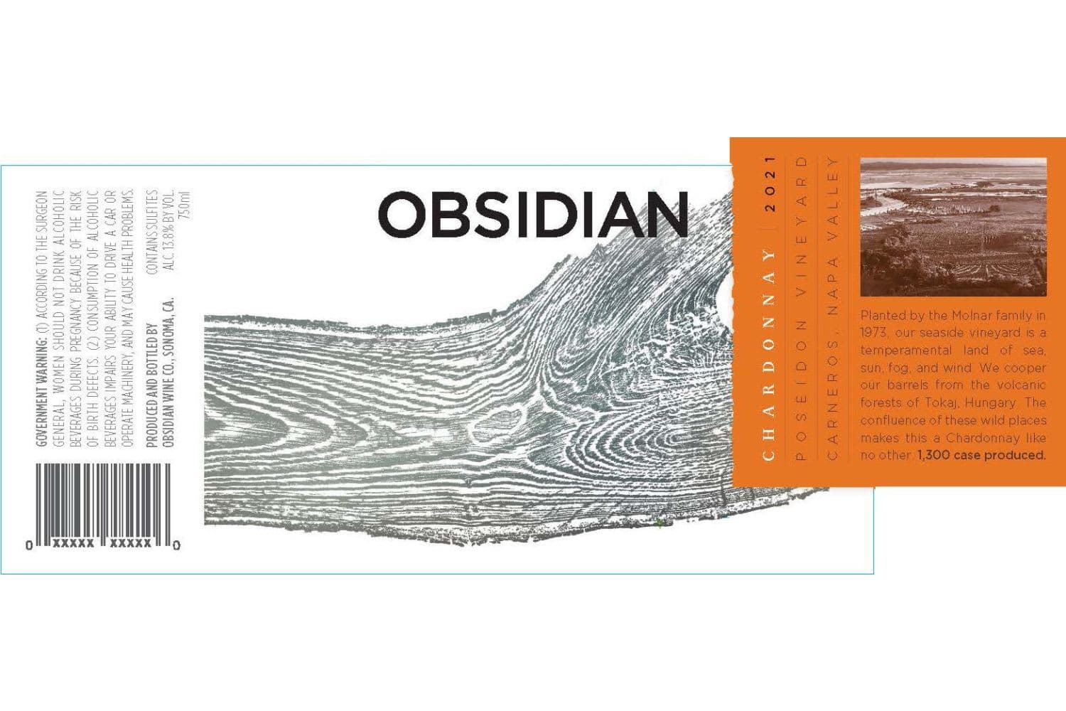 Obsidian Wine Co. Chardonnay Poseidon Vineyard Carneros 2023 750mL Bottle