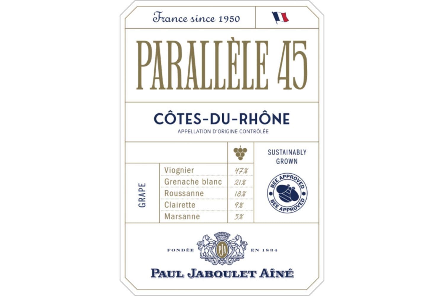 Paul Jaboulet Aine Cotes du Rhone Parallele 45 Blanc 2024 750mL Bottle