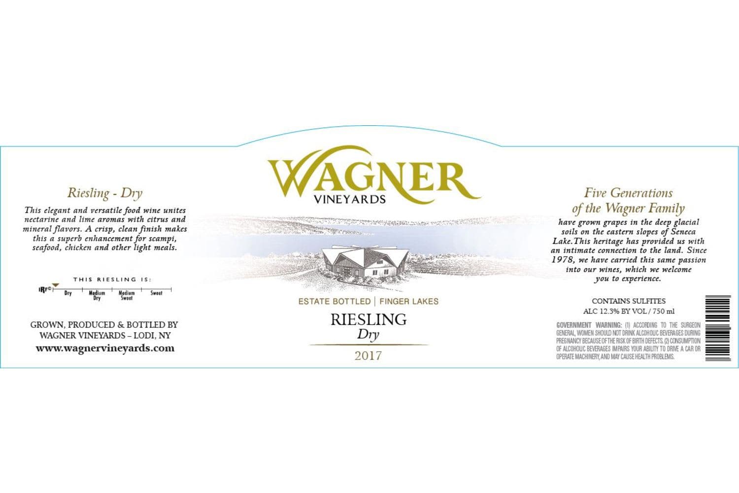 Wagner Vineyards Finger Lakes Riesling 2015 750mL Bottle