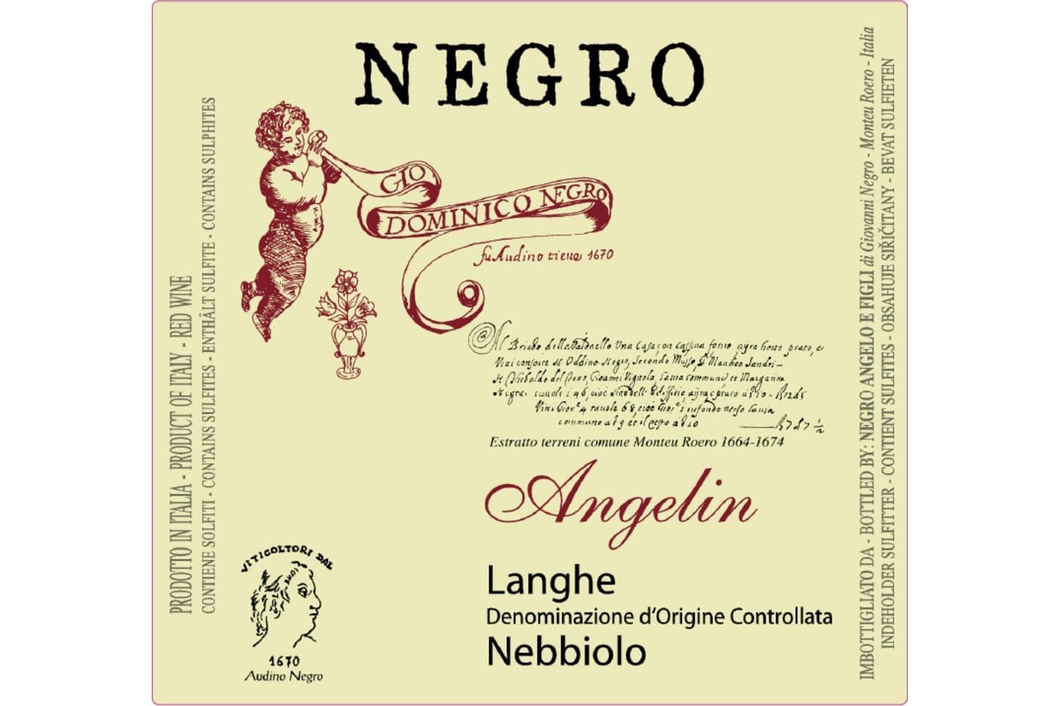Angelo Negro Langhe Nebbiolo Angelin 2023 750mL Bottle