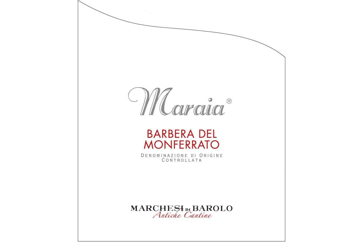 Marchesi di Barolo Barbera del Monferrato Maraia 2021 750mL Bottle
