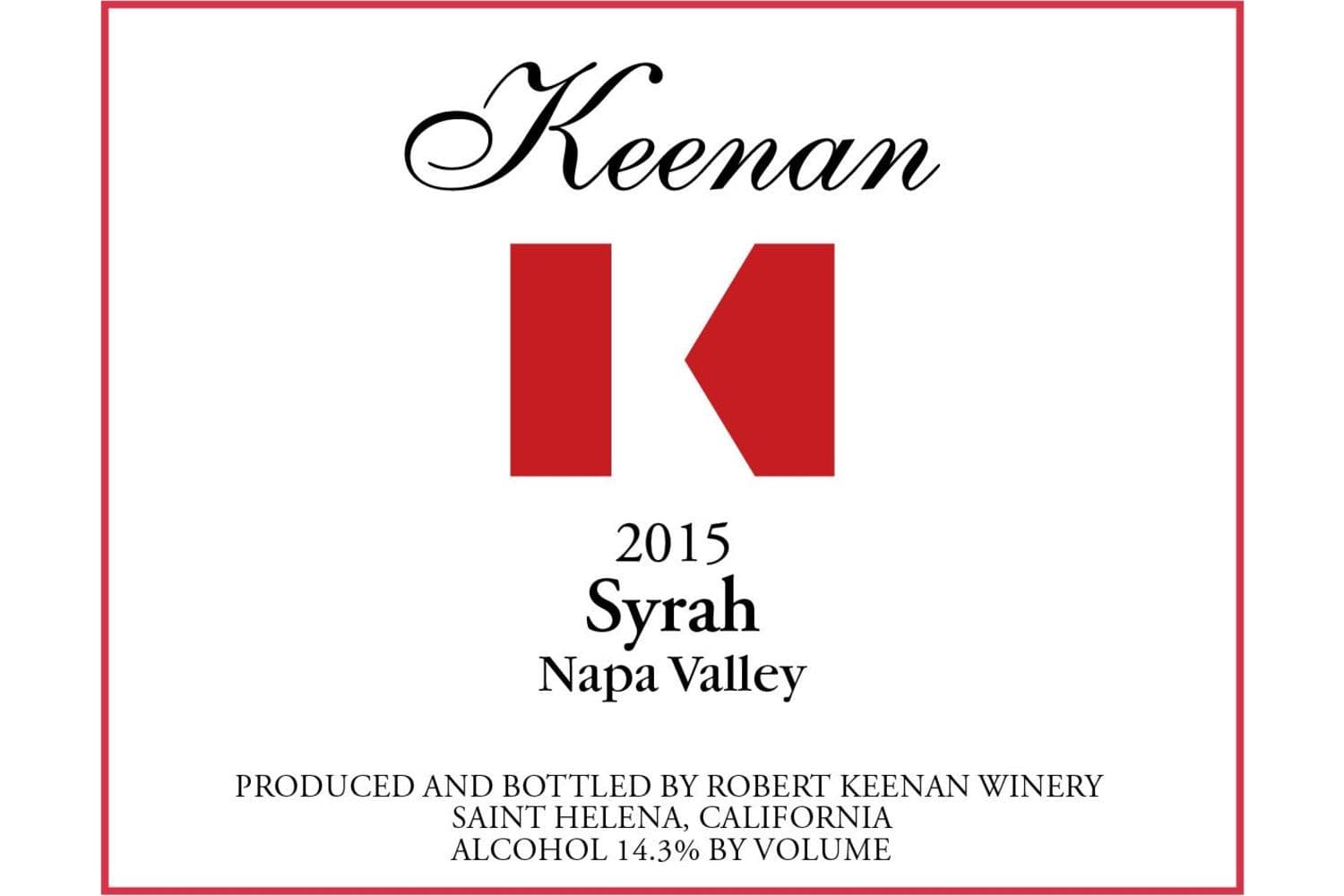 Keenan Syrah 40th Vintage Napa Valley 2014 750mL Bottle
