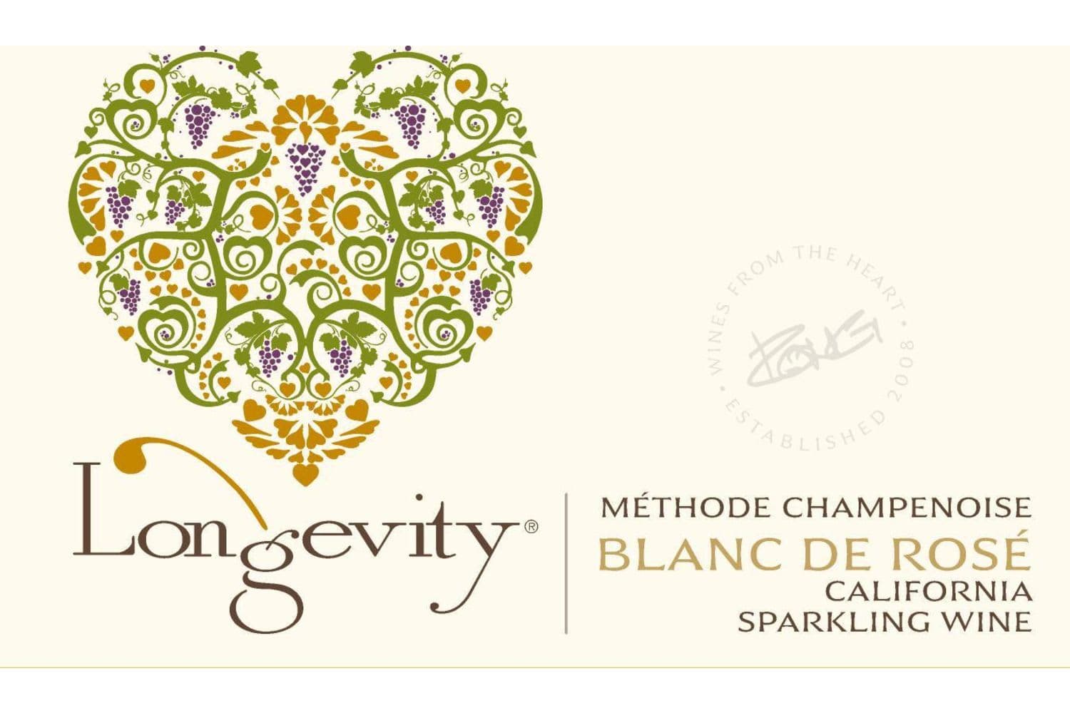 Longevity Wines Blanc De Rose Methode Champenoise California 750mL Bottle