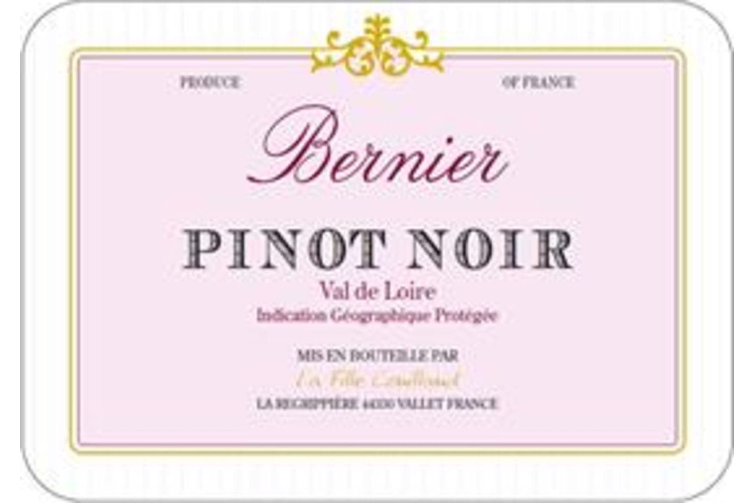 Bernier Val de Loire Pinot Noir 2018 750mL Bottle