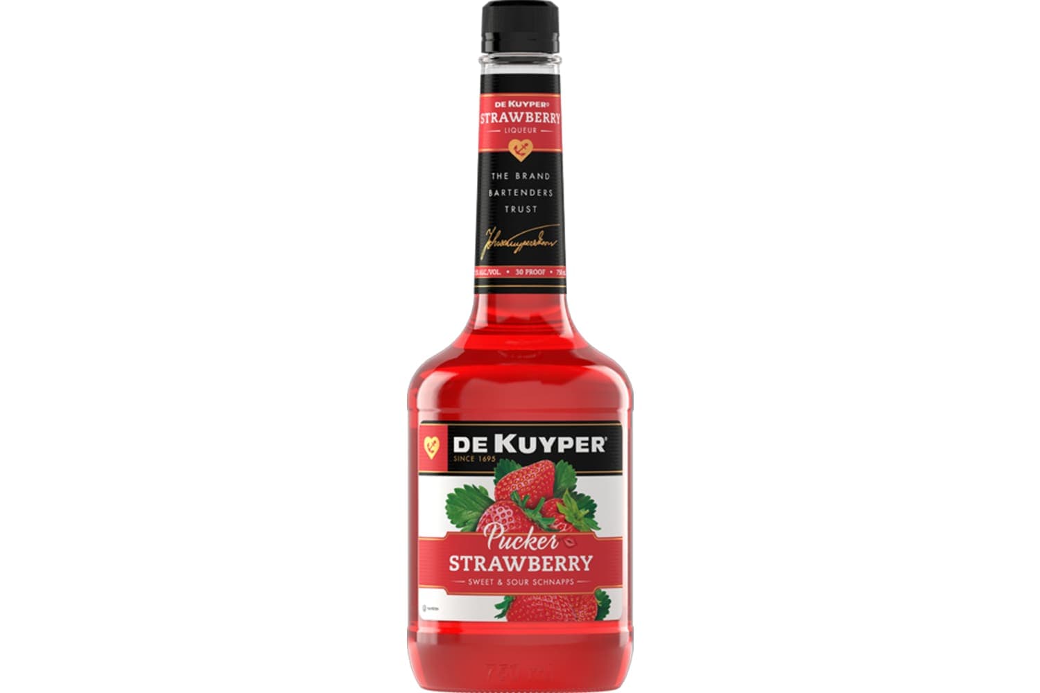 DeKuyper Pucker Strawberry Sweet & Sour Schnapps Liqueur 750mL Bottle