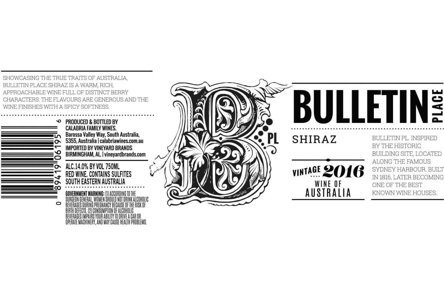Bulletin Place Shiraz 2015 750mL Bottle