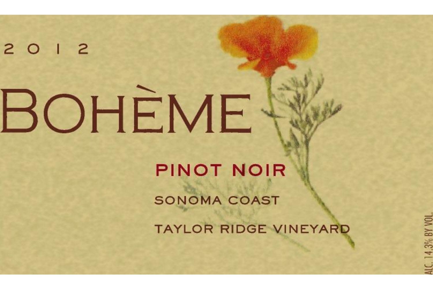 Boheme Taylor Ridge Vineyard Pinot Noir 2017 750mL Bottle