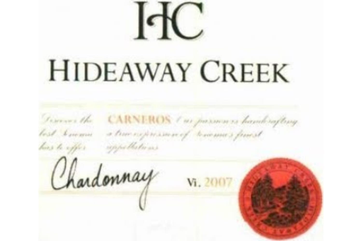 Hideaway Creek Chardonnay 2019 750mL Bottle