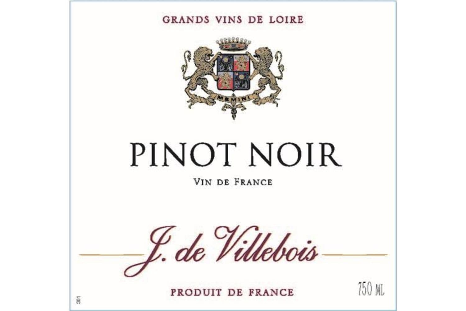 J. de Villebois Pinot Noir 2021 750mL Bottle