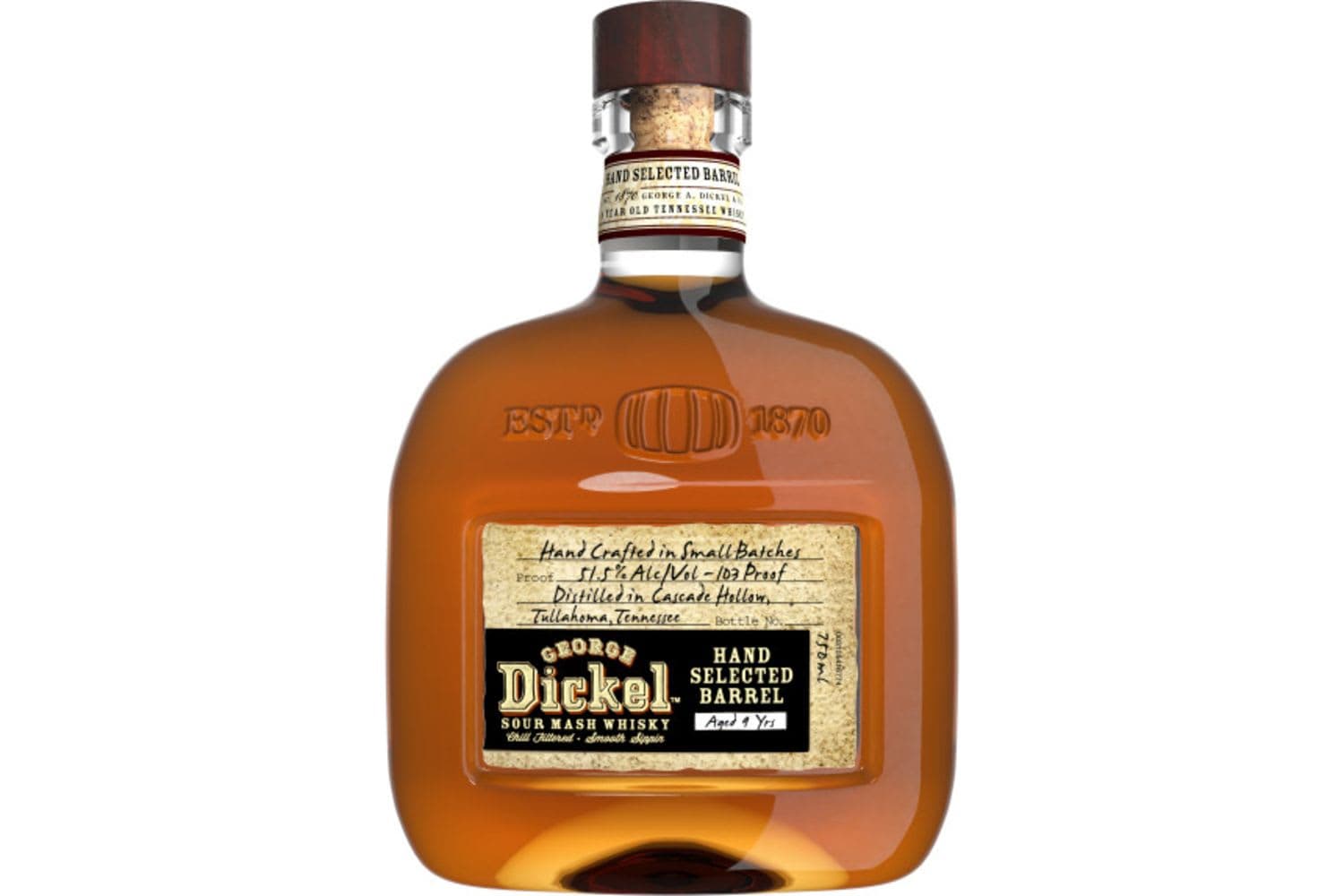 George Dickel Hand Selected Barrel 9 Year Old 750mL Bottle