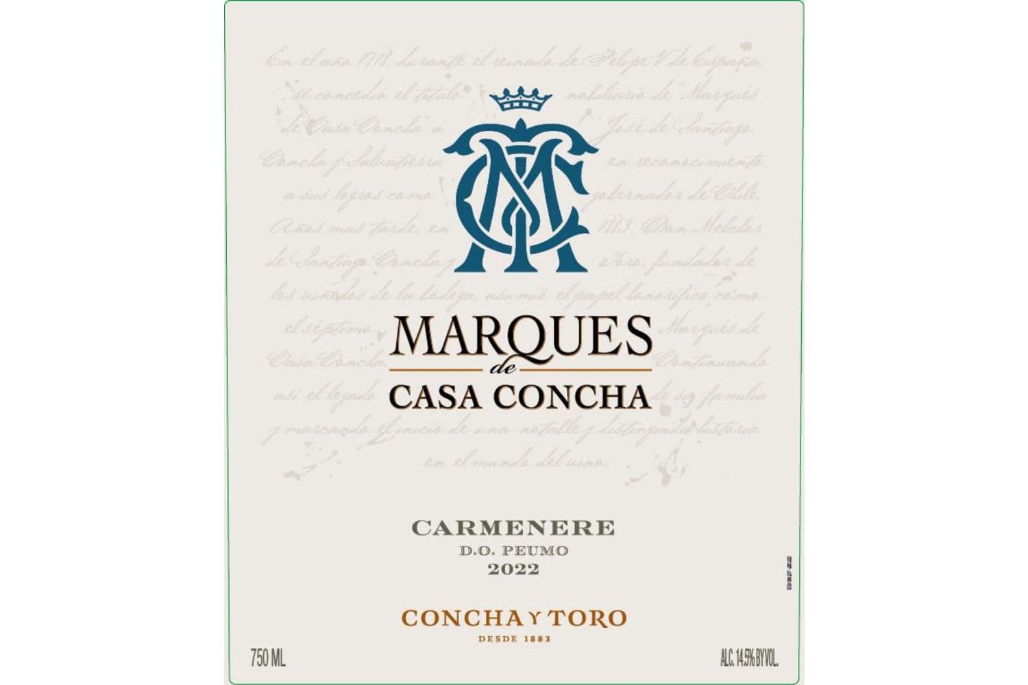 Marques de Casa Concha Carmenere Peumo 2022 750mL Bottle
