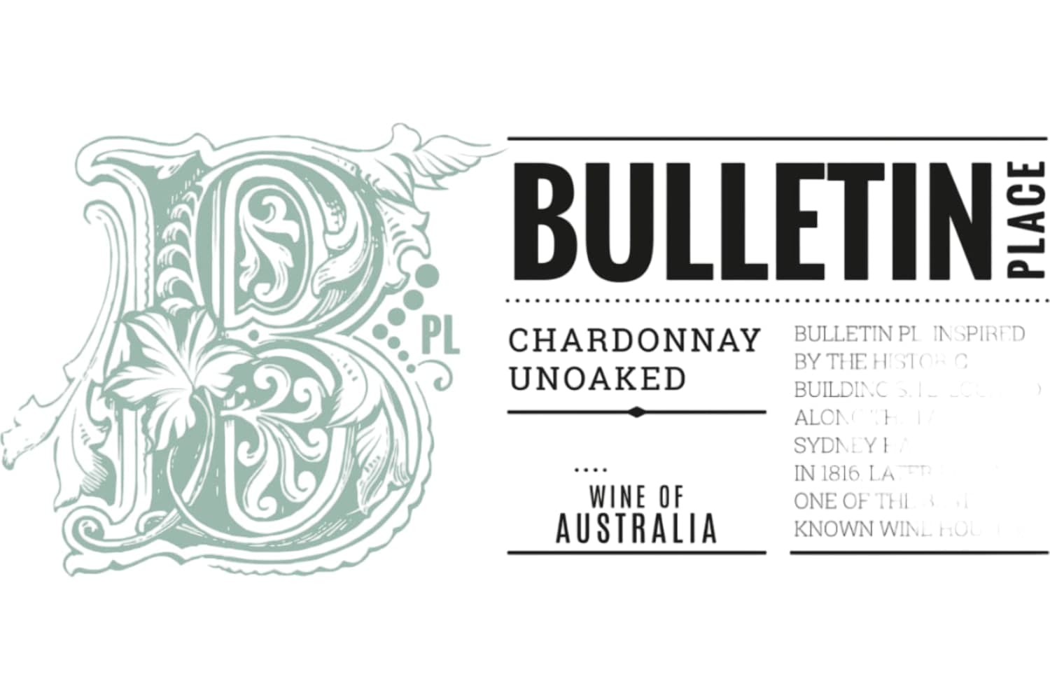 Bulletin Place Chardonnay Unoaked 2021 750mL Bottle
