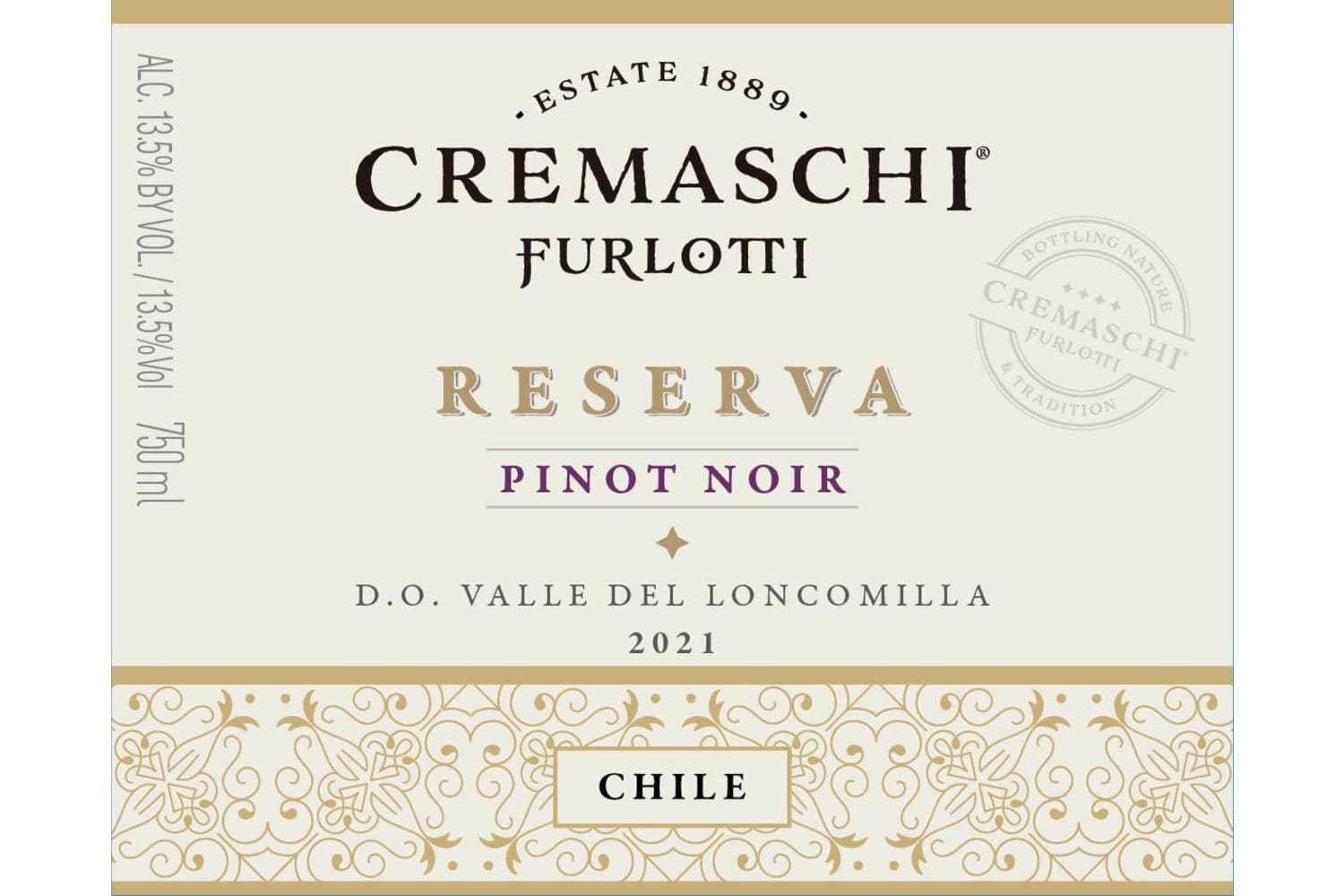 Cremaschi Furlotti Pinot Noir Reserva Valle del Loncomilla 2021 750mL Bottle
