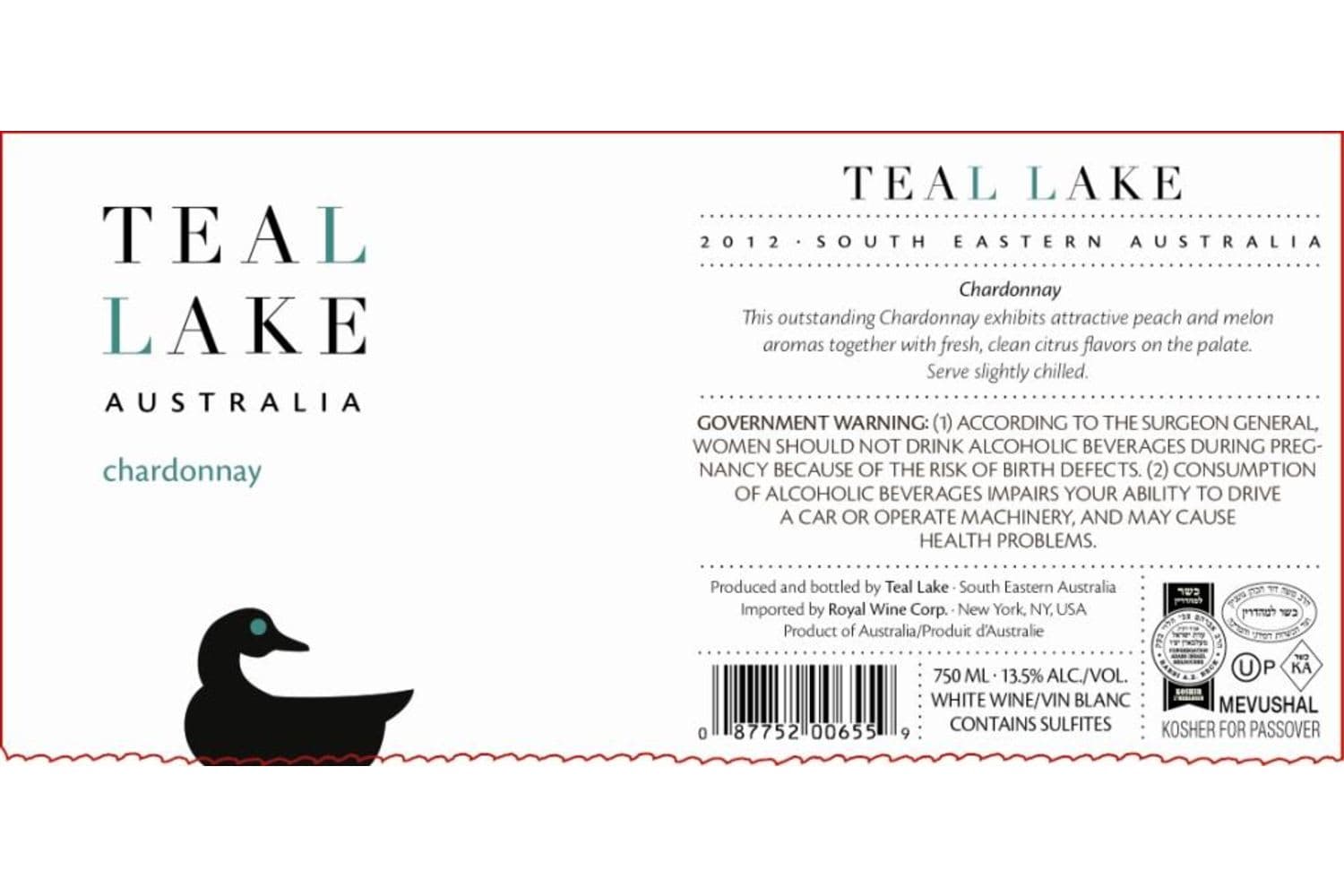 Teal Lake Chardonnay 2020 750mL Bottle