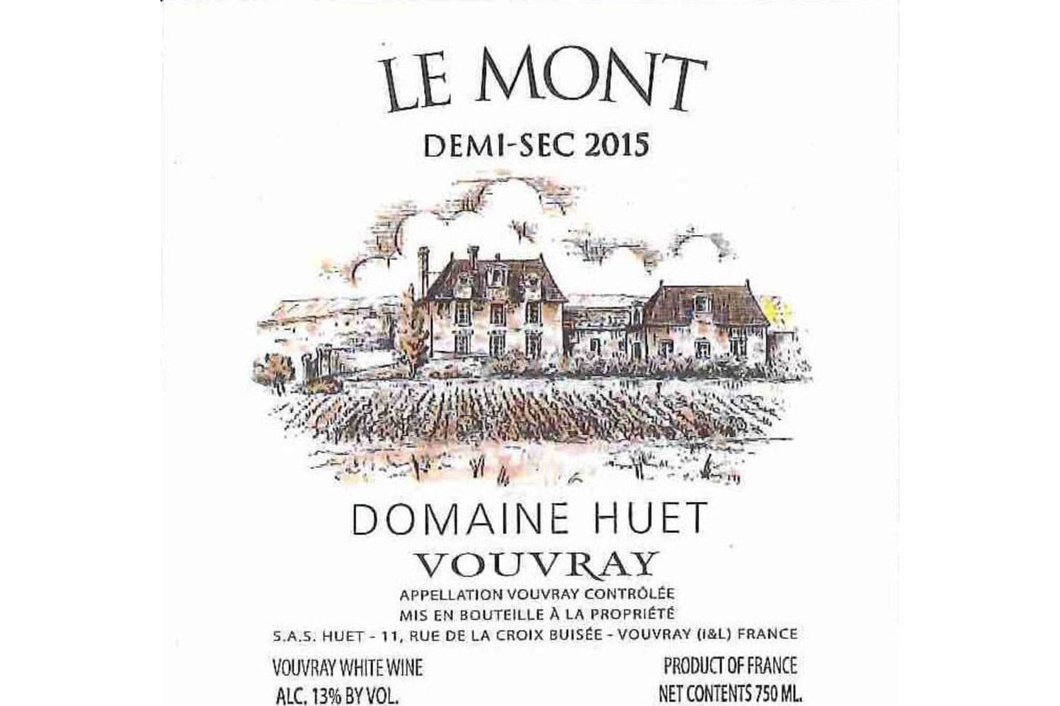 Domaine Huet Vouvray Demi-Sec Le Mont 2020 750mL Bottle