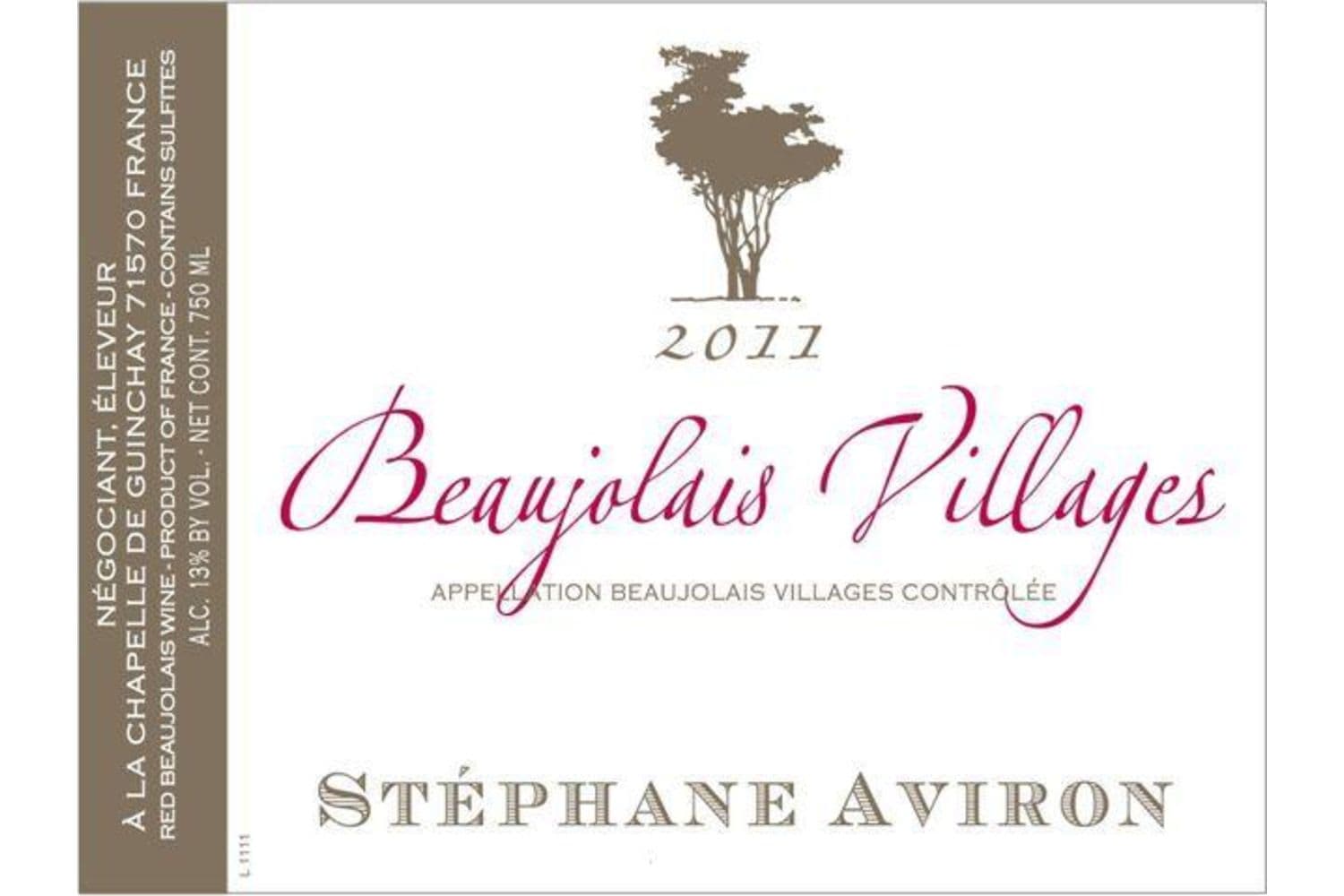Stephane Aviron Beaujolais Villages 2017 750mL Bottle