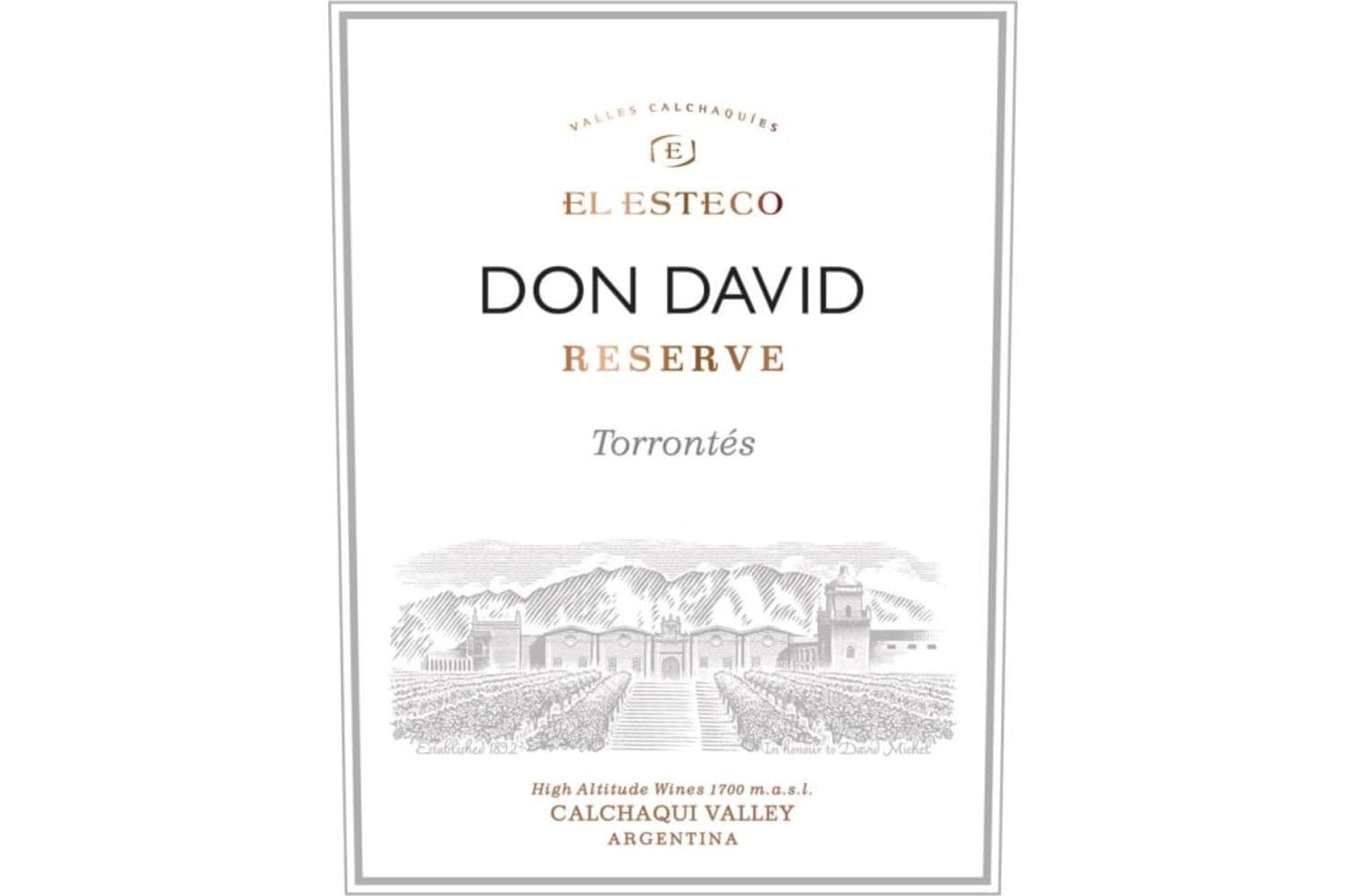 El Esteco Don David Reserve Torrontes 2022 750mL Bottle