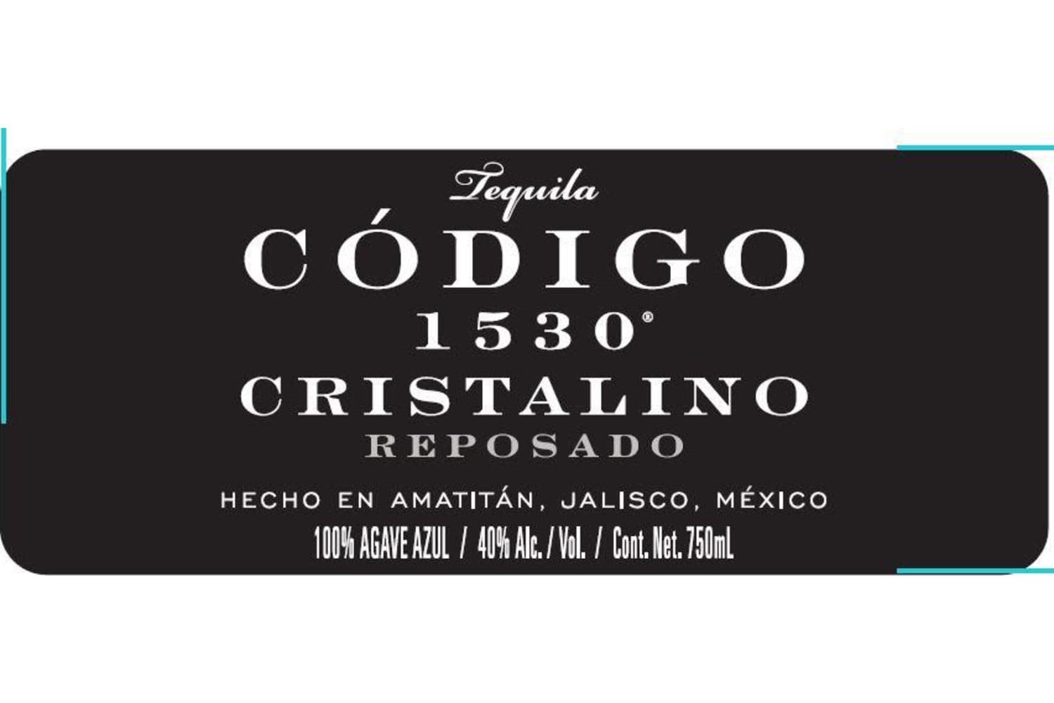 Codigo 1530 Cristalino Reposado Tequila 100% de Agave Azul 750mL Bottle