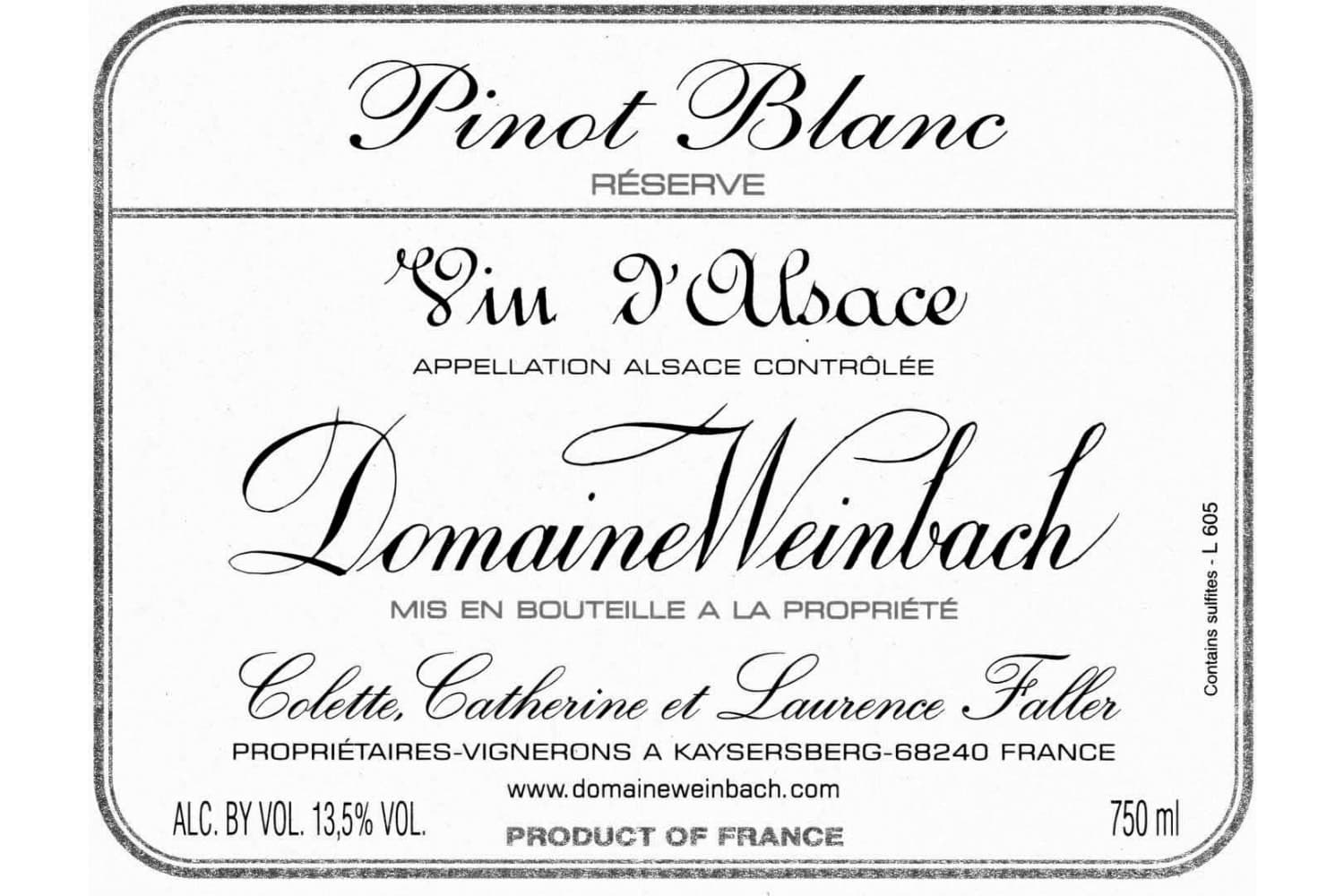 Domaine Weinbach Pinot Blanc Reserve 2023 750mL Bottle