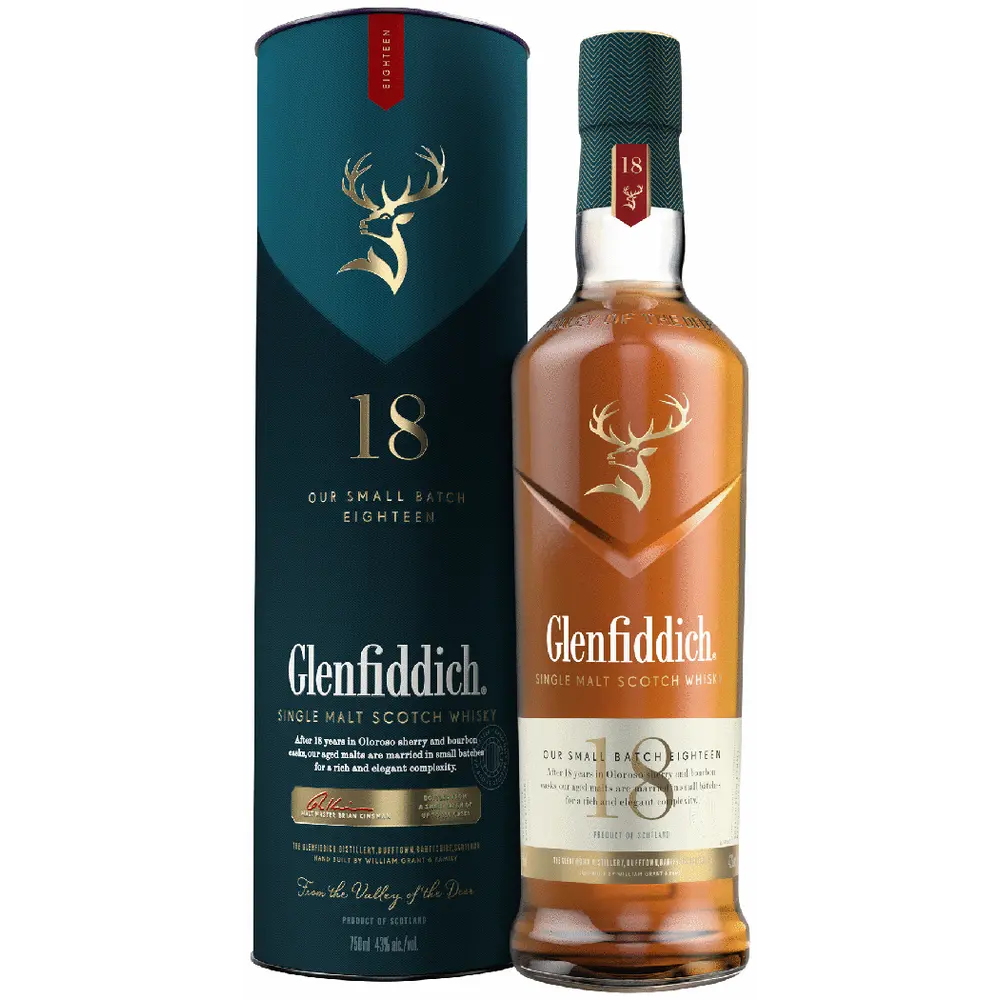Glenfiddich 18 Year Old Single Malt Scotch Whisky 750mL Bottle