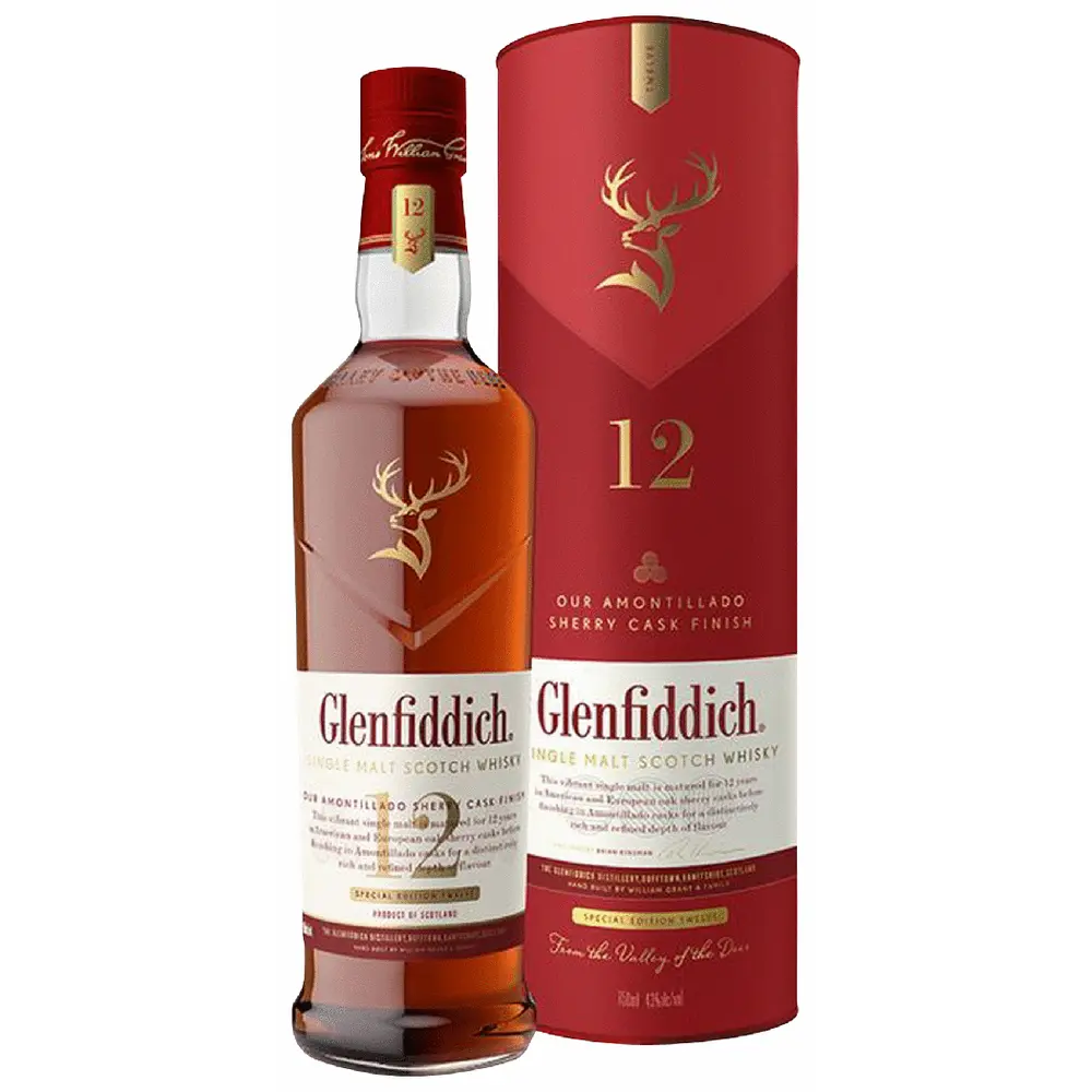 Glenfiddich 12 Year Old Amontillado Sherry Cask Single Malt Scotch Whisky 750mL Bottle