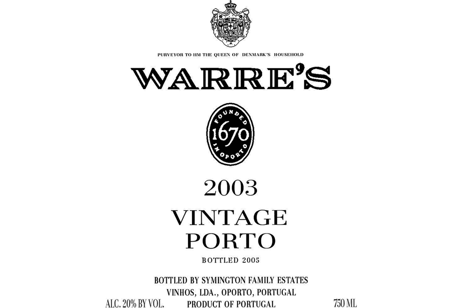 Warre's 2003 Vintage Porto 2003 750mL Bottle