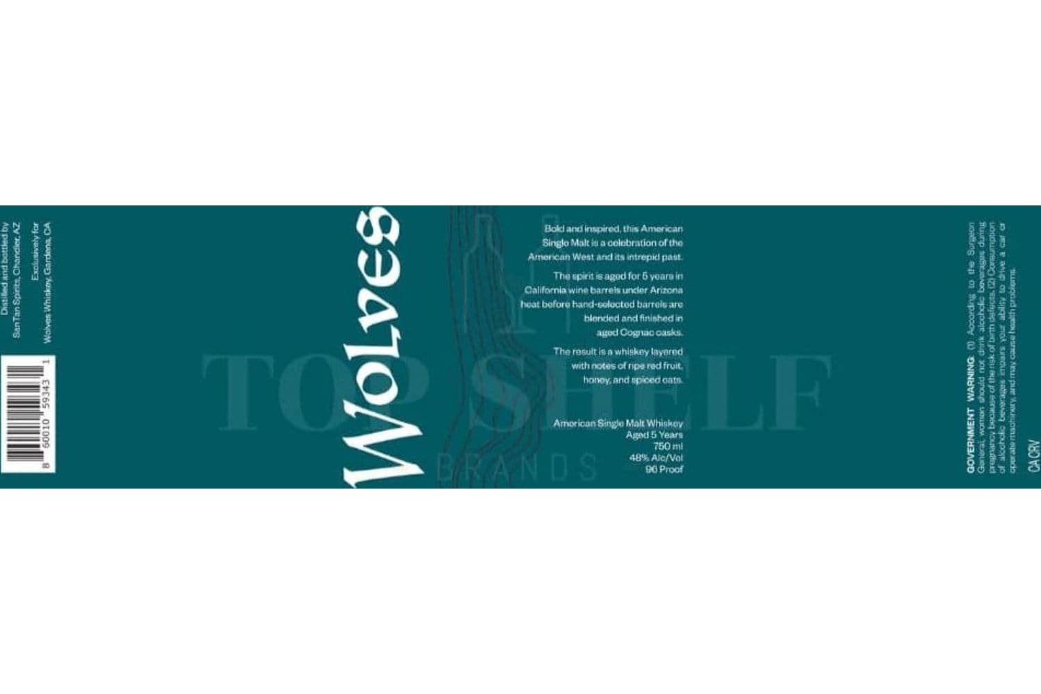 Wolves Whiskey 5 Years Old American Single Malt Whiskey 750mL Bottle