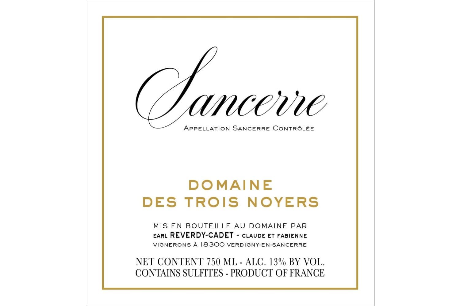 Earl Reverdy-Cadet Domaine Des Trois Noyers Sancerre Blanc 2023 750mL Bottle