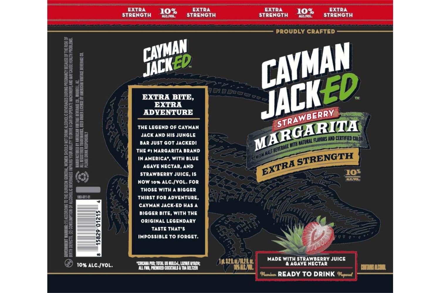 Cayman Jack Jacked Extra Strength Strawberry Margarita Premium Malt Beverage 19.2oz Can