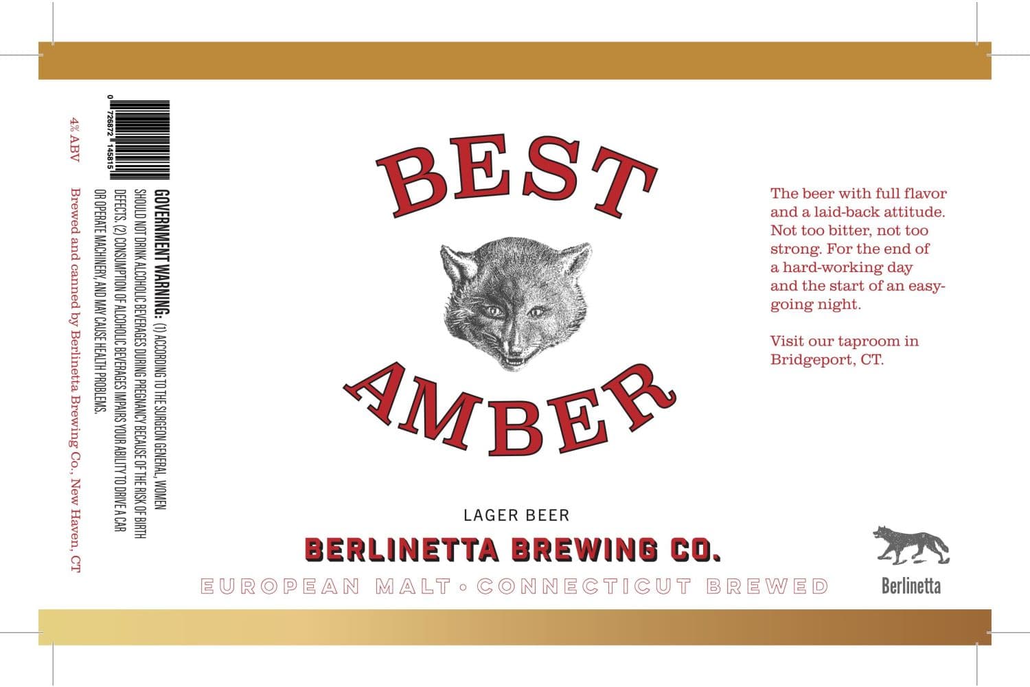 Berlinetta Brewing Co. Best Amber Lager Beer 16oz 4 Pack Can