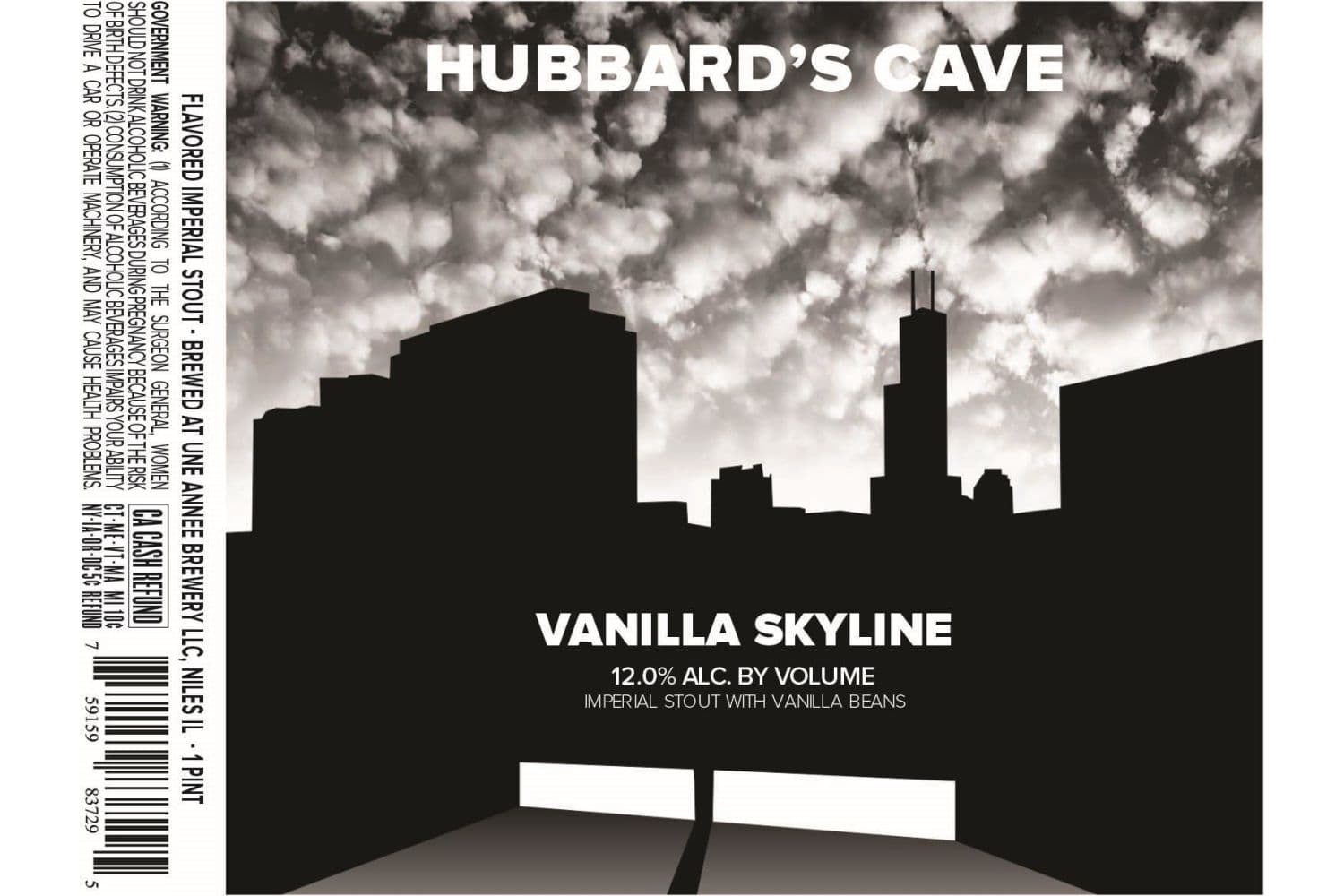 Hubbard's Cave Vanilla Skyline Imperial stout 16oz 2 Pack Can