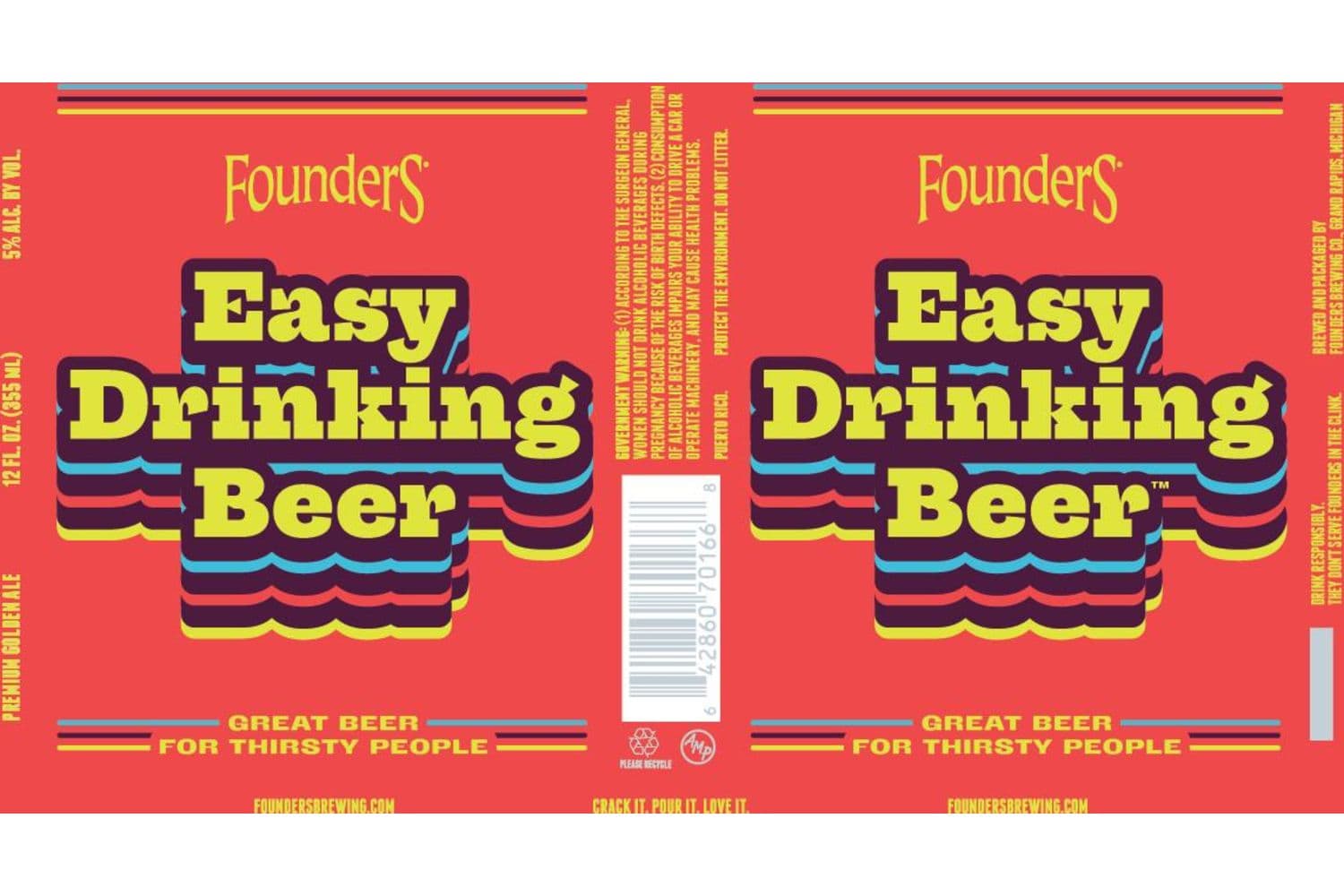 Founders Brewing Easy Drinking Beer 12oz 12 Pack Can